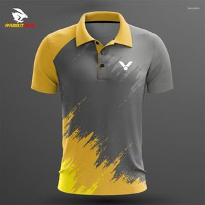 Polos masculinos 2023 personalizar camisas de badminton de verão esporte de manga curta polo tênis de mesa camiseta correndo