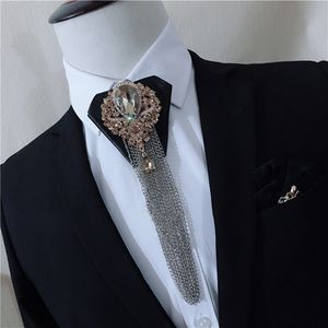 Fliegen Koreanische Leder Fliege Krawatten Metall Strass Quaste Krawatten Herren Hemd Krawatte Hochzeit Luxus Schmuck Zubehör 230922