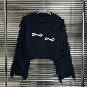 Yüksek kaliteli loewew sweater loewve kot pantolon pantolon gökkuşağı şeritli kadınlar için grafik moda tasarımcısı örme kazaklar harajuku sokak marka kot süveter 8369