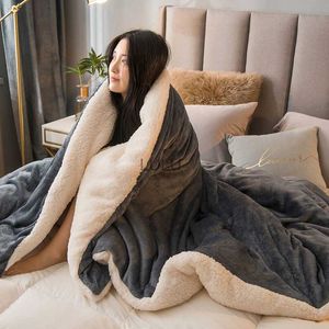 Cobertores de lã lance cobertor manter quente inverno cama cobertores dupla face rainha capa edredão acampamento cama dupla colcha na cama hkd230922