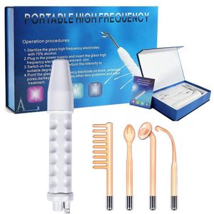 Face Care Devices Handheld 4 In 1 High Frequency Electrode Wand Electrotherapy Glass Tube Beauty Device Acne Spot Remover Skin Care Spa 230921