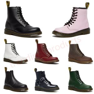 Tasarımcı Dr Martins Airwair platform ayak bileği Martin Boot High Doc Martens Bayan Botlar OG 1460 Jadon Pürüzsüz Deri Nappa Kadın Sarı Dikiş Kökte Düşük Loafers