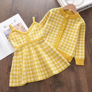 Clothing Sets Dancewear Melario Baby Girls Clothes Set Sweet Princess Outfits Autumn Winter Kids Long Sleeve Knitted Printed Sweater Dress 2pcs 230922