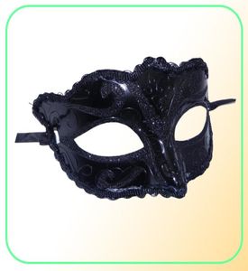 Mulheres Meninas Sexy Black Lace Edge Venetian Masquerade Hallowmas máscara máscaras de máscaras com brilho brilhante máscara de festa de dança mask4188765