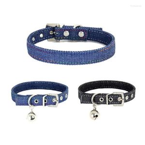 Collari per cani Collare in denim durevole Cucciolo regolabile con campana Strass Fibbia per cani di piccola taglia Yorkie Terrier Accessori per animali domestici