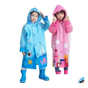 Regenmäntel 50 Stück Kinder Regenmantel Cartoon Cape-Stil Mädchen Junge Kinder Studenten Fahrrad Poncho Regenmantel wasserdichte Regenbekleidung Drop Delive dhcrr