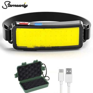 Lâmpadas de cabeça Faróis LED Portátil COB Head Light À Prova D 'Água USB Tipo-C Farol Recarregável para Ourdoor Tenda Caminhadas Camping Pesca Noturna HKD230922