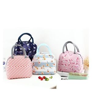 storage bags lunch oxford thermal insated lunchbox tote cooler bag bento pouch lunchcontainer school food storagebags flamingo drop dhqi8