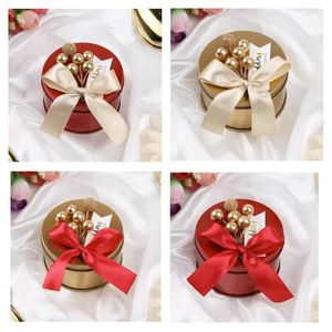 Gift Wrap 10st Wedding Tin Candy Box European Style Sen Series Circular Golden Creative Hand Present