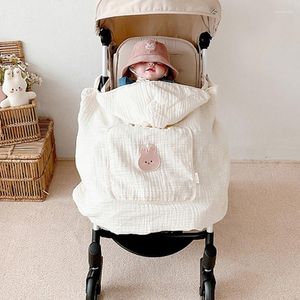 Blankets Korean Bear Baby Blanket Stroller Cover Cotton Gauze Born Swaddle WrapSpring Summer Windproof Hooded Infant Cloak Outdoor