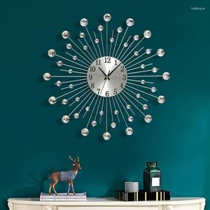 Wanduhren Vintage Metall Kristall Sunburst Uhr Große Morden Design Home Art Decor Ornamente
