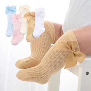 Mulheres meias bebê malha longo bowknot crianças listra legal masculino térmico para