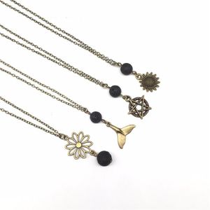 Chains 10pcs Lava Stone Diffuser Necklace Essential Oil Rock Necklace Antique Bronze Minimalist Jewelry237D