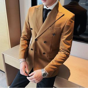 Men's Suits 2023 Top Quality Clothing Men Double Breasted Suit/Male Spring Slim Fit Fashion Casual Dress Blazers Fancy Tuxedo S-3XL