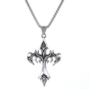 Chokers Hip Hop Fashion Jewelry Unique Design Stainless Steel Flame Cross Pendant Necklace Goth Necklaces Gift for Women Men 230922