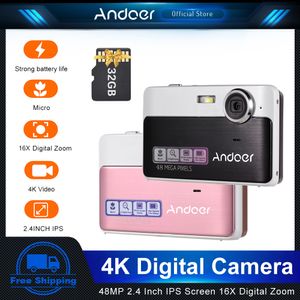 Camcorders Andoer Digital Camera 4K Video Camcorder 48MP 16X Digital Zoom Anti-Shake med 32 GB-kort julklapp till barn tonåringar vänner 230922