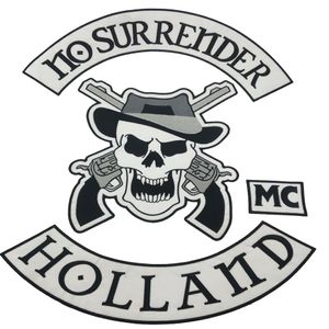 New NO SURRENDER Motorcycle Embroidered Iron On Patch Large Full Back Size Patch for Jacket Vest Patch G0415 233S