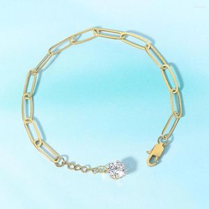 Link Bracelets Fake Paperclip Stainless Steel Bracelet For Women Simple Gold Color Short On Hand Women's Jewelry Wholesale C029