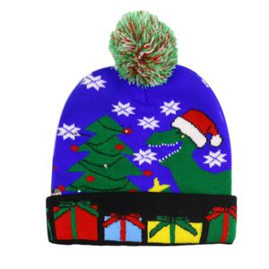 LED Christmas knitted Hat kid Adults Santa Claus Snowman Reindeer Elk Festivals Hats Xmas Party Gifts Cap Fashion Designer hats Men's and women's beanie q95