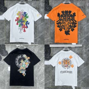 メンズラグジュアリーファッションTシャツCHハートブランドTシャツデザイナーメンメンズトップスティーホースシューサンスクリットクロスプリントクラシックTシャツ短袖Tシャツ8RGC