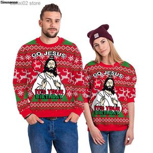 Women's Sweaters Go Jesus It's Your Birthday Ugly Christmas Sweater Pullover Tacky Xmas Jumper Tops 3D Reindeer Printed Holiday Party Sweatshirt T230922