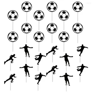 Festive Supplies 24 Pcs Football Cake Decoration Black Soccer Toppers American Style Shape Cupcake Picks Paper Baby