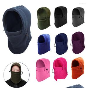 Bandanas Quente Cap Inverno Homens Mulheres Chapéus À Prova de Vento Térmico Fleece Clava Chapéu Com Capuz Pescoço Aquecedor Caminhadas Lenços Ao Ar Livre Escalada Caps Dro Dhfwm