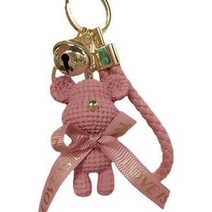 كرتون راتنجات الصوف الدب الشكل Carke -keychain الأزياء اللطيفة Bear Doll Bag Bag قلادة إبداع هدية زوجين الطالب