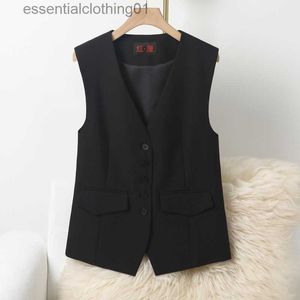 Kamizelki damskie #5109 czarna beżowa kamizelka blezerowa płaszcz kobiety samotna kurtka bez rękawów Kobieta Slim Fit Koreańska kamizelka mody kamizelka Sprężyna L230922