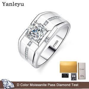 Bröllopsringar Yanleyu 1 0CT VVS1 D Färg för män Pure PT950 Platinum Engagement Smycken Ring med GRA Certificate 230922