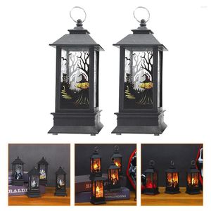 Candle Holders 2 Pcs Wind Lamp Outdoor Decor Party Light Ornament Halloween Hanging Lantern Plastic Festival Accessory