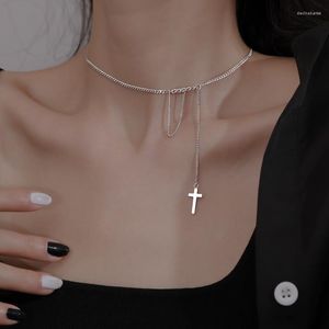 Pendant Necklaces Fashion Tassel Long Chain Cross Necklace For Women Girls Party Wedding Jewelry Gift Statement Choker Dz472