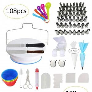 Cake Tools 108 Piece Decorating Supplies Turntable Pi Tip Nozzle Pastry Bag Set Diy Baking Tool1 Drop Delivery Home Garden Kitchen D Otdue