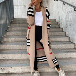 Women's Sweaters Knits Tees Autumn Winter Knitted Cardigan Women Striped Patchwork 2023 Elegant Loose Long Outerwear Maxi Y2k Sweater Coat Soft Jacket 230922