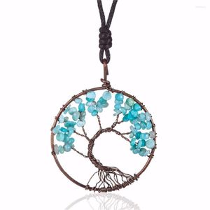 Collane con ciondolo Albero della vita per gioielli da donna Collana lunga Vintage Pietre vere Girocollo Dichiarazione Collares Prodotti di tendenza Articoli gotici