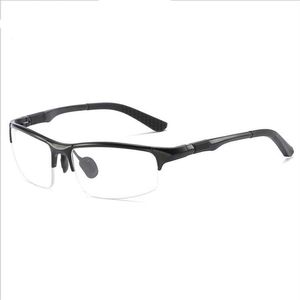 Moda armação óptica esporte alumínio magnésio óculos espelho plano meia armação óculos de visão curta eyewear213y