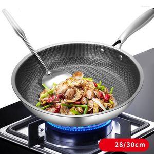 Pans Stainless Steel Frying Pan 28/30cm Kitchen Non-stick Cooking Skillet Nonstick Induction