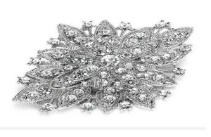 Vintage Look Rhodium Silver Plated Clear Rhinestone Crystal Diamante Bouquet Brooch Pin Prom Party Pins4208411 LL