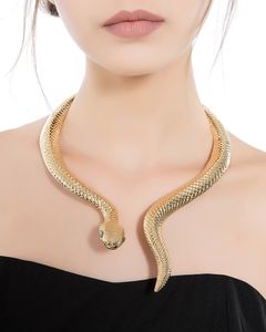 Chokers Schlange mit gebogenem Stab aus Legierung, Halsband, Choker-Halskette für Frauen, Imitationsperle, Statement-Halskette, Party-Schmuck UKMOC 230921