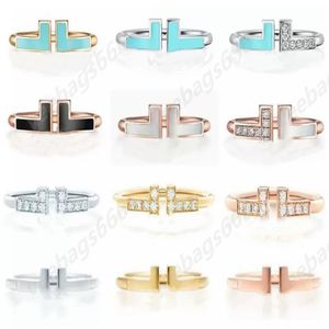 Whole 925 silver ring with box parallel bars women's men's adjustable two T letter ring jewelry320S