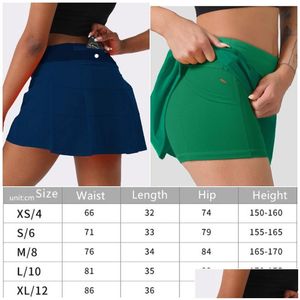 Yoga Outfit Ll-88240 Womens Outfits High Waist Tennis Skirts Exercise Pleated Skirt Cheerleaders Short Dresses Fitness Wear Girls Runn Dhnac