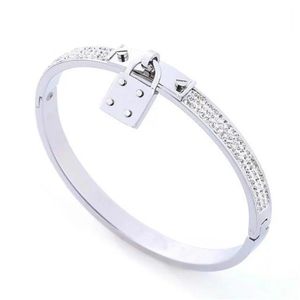 Top Quality Designer Jewelry For Women Bracelets Stainless Steel Cuff Bracelet Pave Silver Rose Gold Tone Charms Lock Bangle Jewel224y