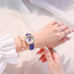 Zegarek luksusowe kobiety Diamentowe zegarki błyszczące kryształowe złe oko kwarcowe zegarek skórzana kropla żeńska