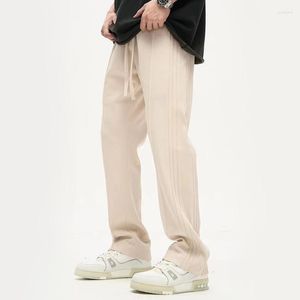 Męskie spodnie retro boczne paski proste swobodne spodnie zwisają luźne modne sport