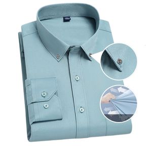 Camisas de vestido masculinas Moda Primavera Manga Longa Casual Branco Cinza Strecth AntiWrinkle Slim Fit Business Social Button Camisa 230921