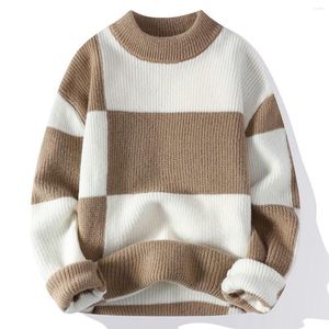 Erkek Sweaters Renkler Çatışması Jumper Sonbahar ve Kış Modelleri Yarım Belvek Örme Dipli Gömlek Erkekler Kalın Sıcak Yünlü giysiler