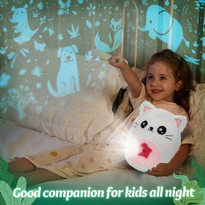 Plush Dolls 28cm Glowing Projector Unicorn Plush Toys Doll Throw Pillows with LED Light Cute Soft Stuffed Toy Animals Kids Girls for Gifts 230921