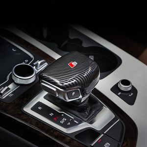 Carbon Fiber Car Console Gear shift knob head Frame cover trim sticker for Audi A4 A5 A6 A7 Q5 Q7 S6 S7 Car styling Auto Accessori2729