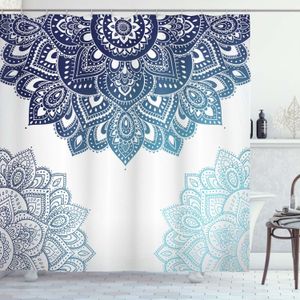 Cortinas de ducha Cortina de ducha floral Diseño de mandala oriental Oceánico Náutico Colores degradados Ilustración étnica ornamental Tela Conjuntos de baño 230922