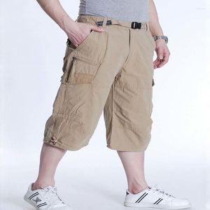 Shorts masculinos 6xl 7xl verão casual homens algodão carga com bolso grande solto baggy hip hop bermuda militar masculino roupas